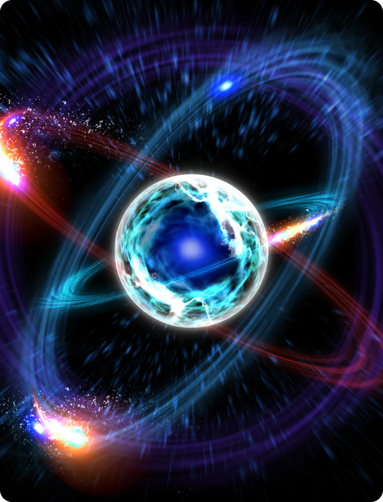 Futuristic glowing orb in space